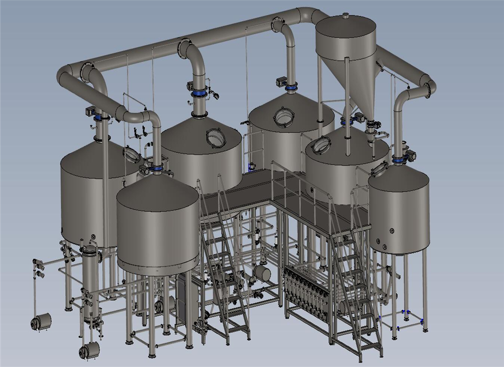 3000l 6 vessels automatic brewhouse beer brewery equipment